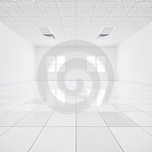 3d rendering of white ceiling inside building