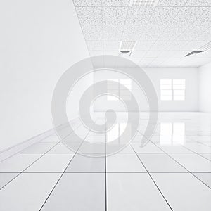 3d rendering of white ceiling inside building