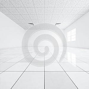 3d rendering of white ceiling inside building