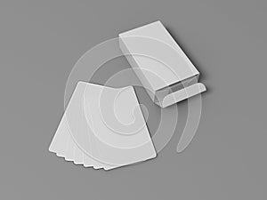3d rendering of a white deck of cards with packaging on grey background