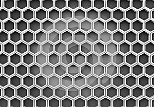 3d rendering. White honeycomb bee nest on gradient dark tone color wall as background