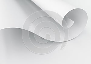 3d rendering of white waved paper isolated on white background