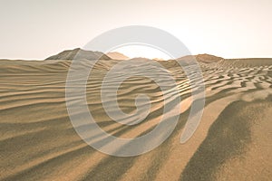 3d rendering, the wide desert, with stripes shapes