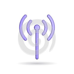 3d rendering wifi radio signal icon. Illustration with shadow isolated on white