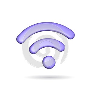 3d rendering wifi radio signal icon. Illustration with shadow isolated on white