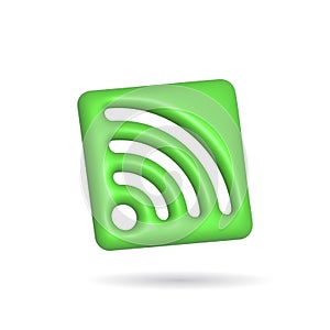 3d rendering wifi radio signal icon. Illustration with shadow isolated on white