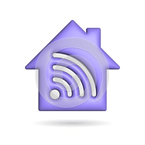 3d rendering wifi radio signal icon. Illustration with shadow isolated on white