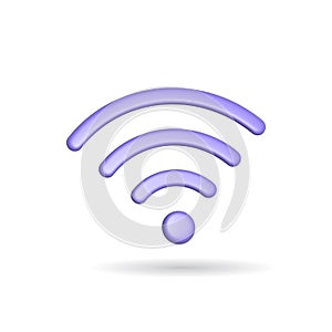 3d rendering wifi radio signal icon. Illustration with shadow isolated on white