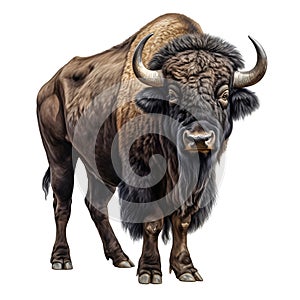 3D rendering of a wild bison or gnu isolated on white background