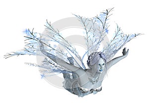 3D Rendering Winter Fairy on White