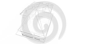 3D rendering wire-frame of house.