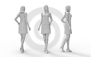 3d rendering of a woman posing and standing isolated on white background
