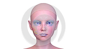 3D rendering of a woman\'s face close-up