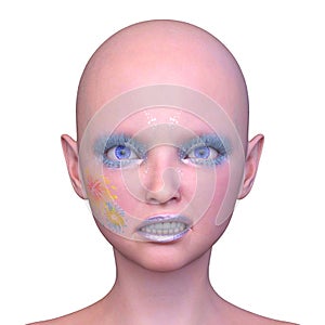 3D rendering of a woman\'s face close-up