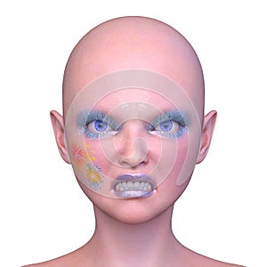 3D rendering of a woman\'s face close-up