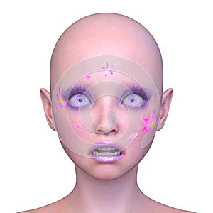 3D rendering of a woman\'s face close-up