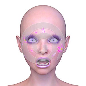 3D rendering of a woman\'s face close-up