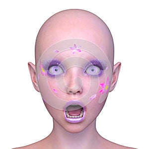 3D rendering of a woman\'s face close-up