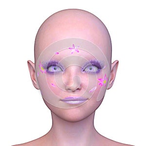 3D rendering of a woman\'s face close-up