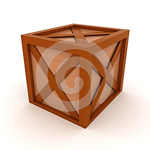 3D Rendering of a wooden crate