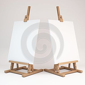 3d rendering of a wooden easel on white background