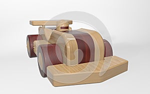 3D rendering wooden toy racing sports car