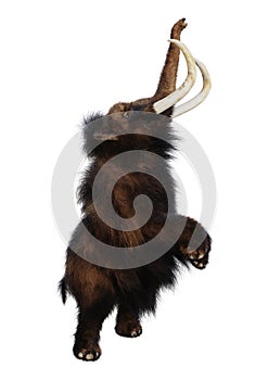 3D Rendering Woolly Mammoth on White