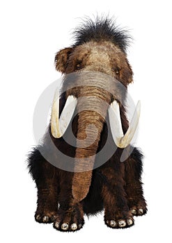 3D Rendering Woolly Mammoth on White