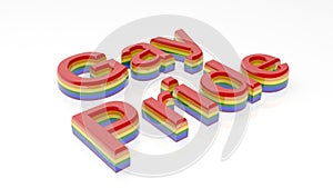 3d rendering words gay pride on white background