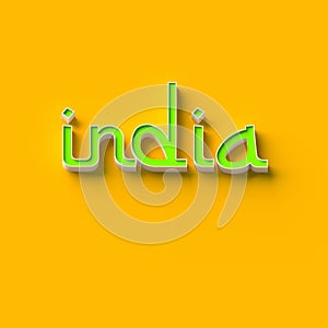 3D RENDERING WORDS `india`