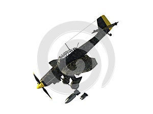 3D rendering of a world war two german dive bomber diving