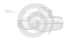 3D rendering of a world war two tank isolated on white background