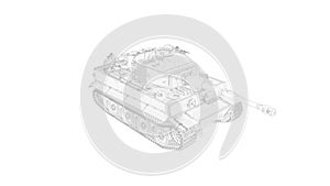 3D rendering of a world war two tank isolated on white background