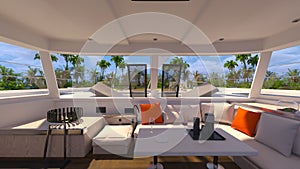 3D rendering of the yacht cabin