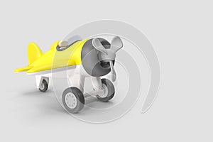 3D rendering yellow miniature plane toy