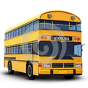 3D Rendering Yellow School Bus Isolated On White Background PNG File Add - Transparent Background