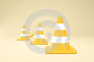 3D Rendering Yellow Traffic Cone Construction Isolated Unformatted Number Five