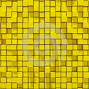 3d rendering of yellowl cubic random level background.