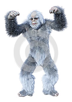 3D Rendering Yeti on White