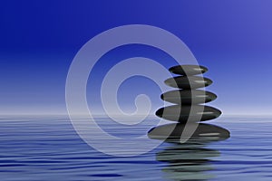 3d rendering zen stones stack in water