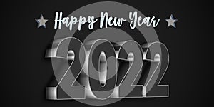 3D Rendition of Happy New Year 2022 with Silver and White Tex