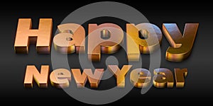 3D Rendition of Happy New Year With Gold Finish