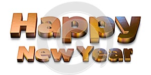 3D Rendition of Happy New Year With Gold Finish