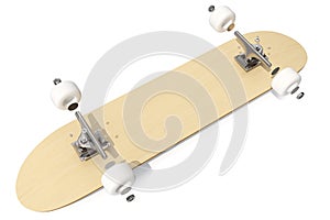 3d rendring disassembled schematic deck skateboard on white background