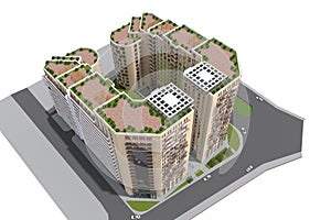 3d residential building render