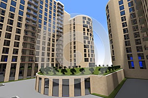 3d residential building render