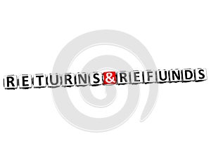 3D Returns And Refunds Button Click Here Block Text