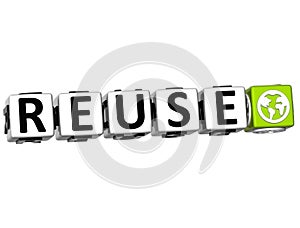 3D Reuse Button Click Here Block Text