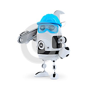 3D Robot with adjustable wrench. Technology concept. Isolated. Contains clipping path