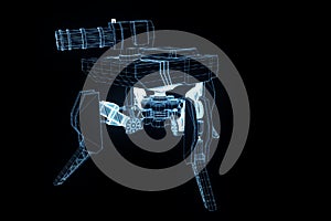 3D Robot Tank Hologram Wireframe in Motion. Nice 3D Rendering